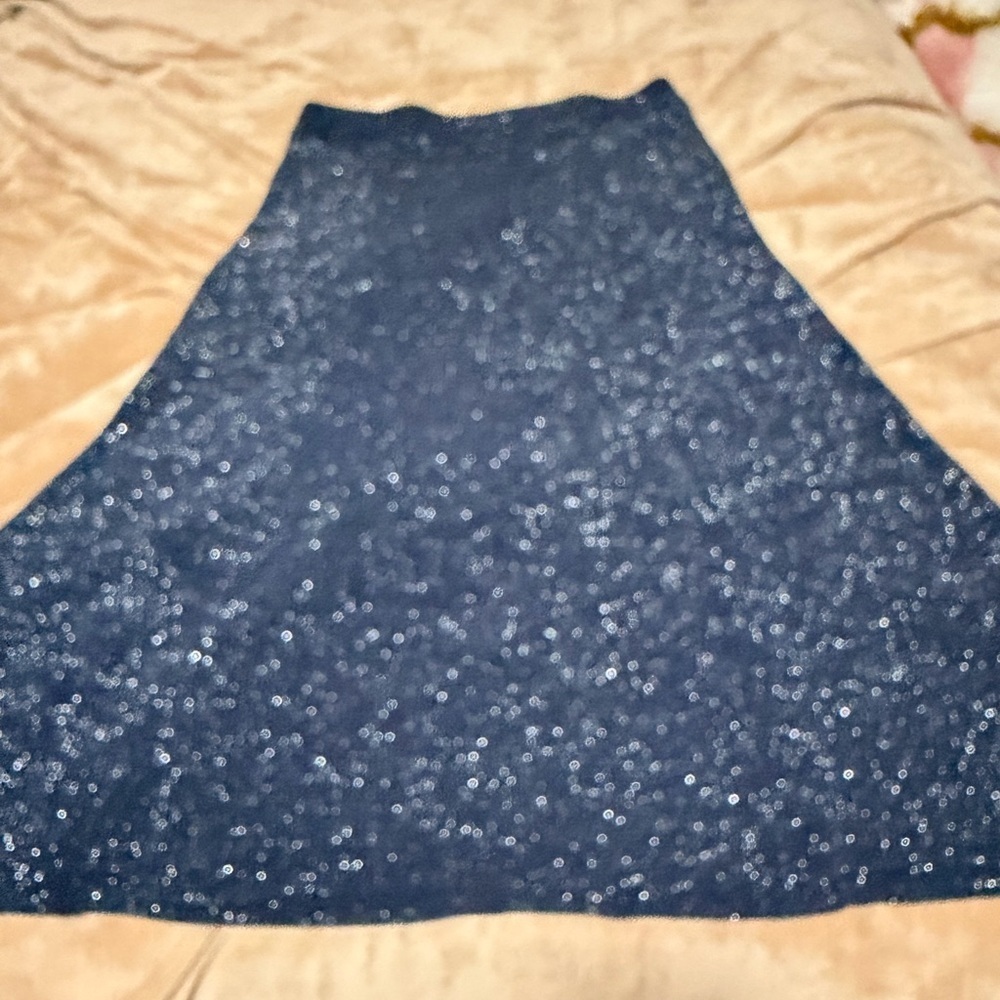 W by Worth Blue Silver Glitter Women's Knit Skirt Mediun